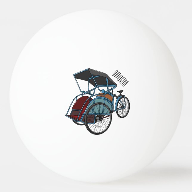 Cycle rickshaw cartoon illustration ping pong ball (Front)