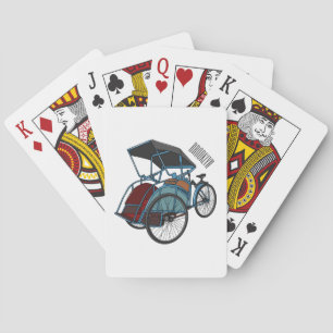 Cycle rickshaw cartoon illustration playing cards