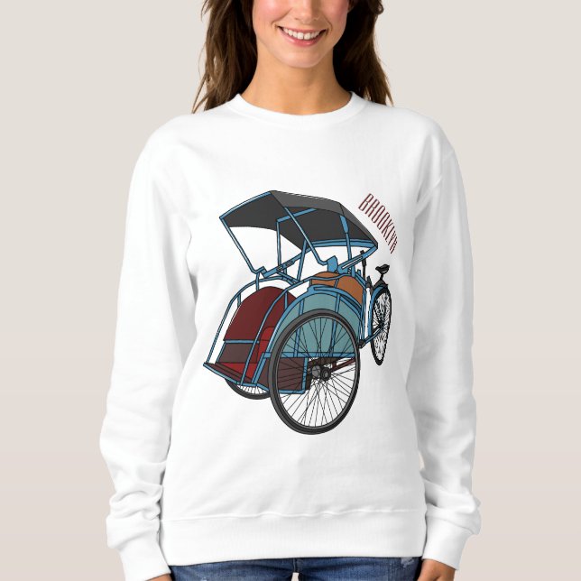 Cycle rickshaw cartoon illustration sweatshirt (Front)