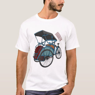 Cycle rickshaw cartoon illustration T-Shirt
