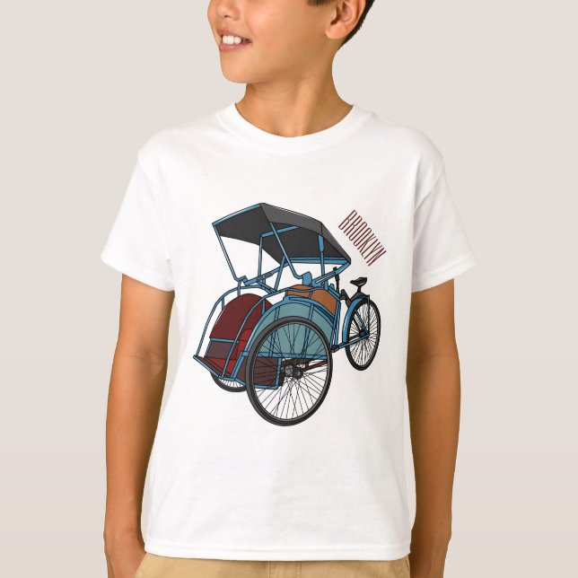 Cycle rickshaw cartoon illustration T-Shirt (Front)