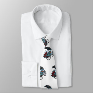 Cycle rickshaw cartoon illustration tie