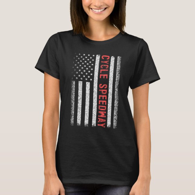 Cycle Speedway American Flag 4th Of July T-Shirt (Front)