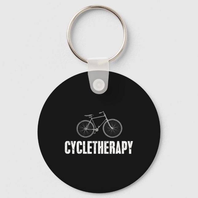 Cycle-therapy Funny Cycling Mountain Biking Cyclis Key Ring (Front)