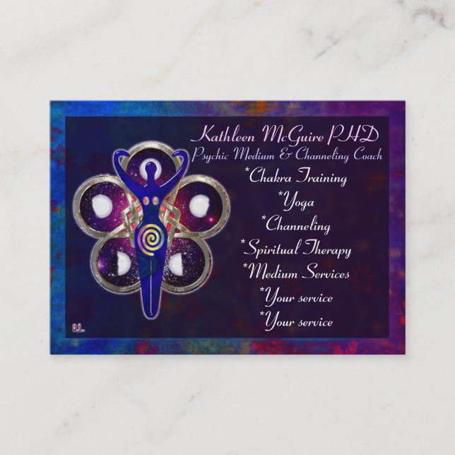 Cycles 3D Goddess Worship MEDIUM PSYCHIC LIGHTWORK Business Card (Front)
