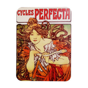 Cycles Perfecta by Alphonse Mucha Magnet