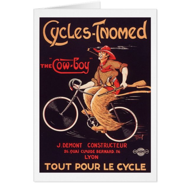 Cycles Tnomed "The Cowboy" Vintage French Bike Ad (Front)