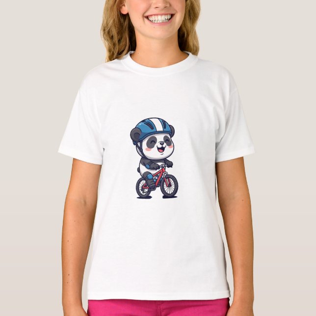 Cycling Adventure Panda Kids T-Shirt (Front)