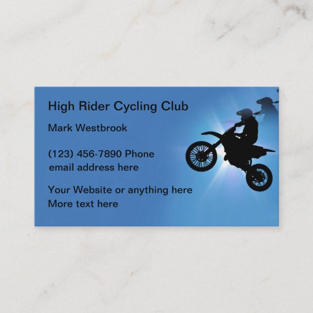 Cycling And Off Road Motorcycle Club Business Card (Front)
