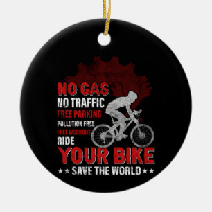 Cycling Art No Gas No Traffic Ceramic Tree Decoration