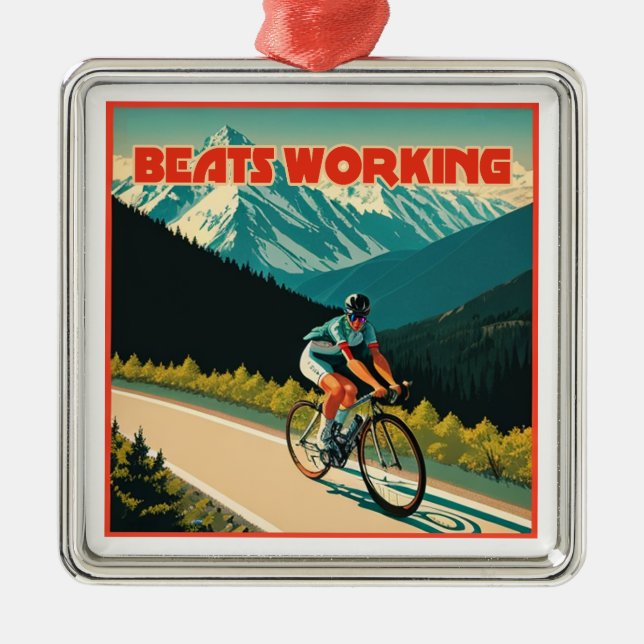 Cycling Beats Working Metal Tree Decoration (Front)
