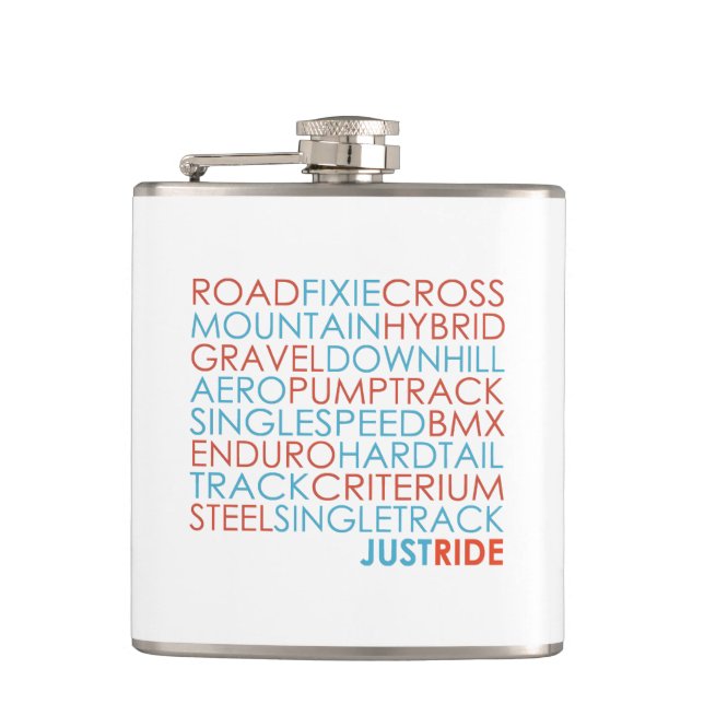 Cycling Bicycles Bikes Mountain Bike Just Ride Hip Flask (Front)