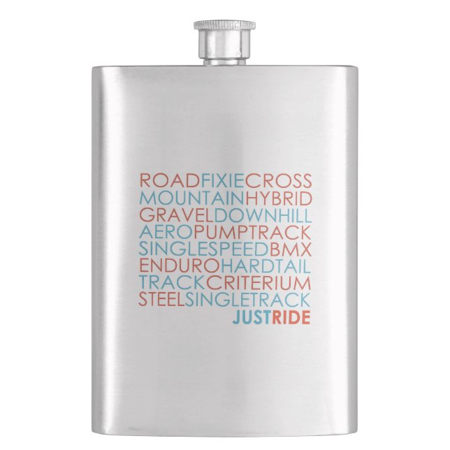 Cycling Bicycles Bikes Mountain Bike Just Ride Hip Flask (Front)