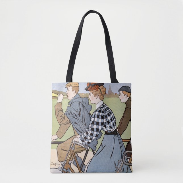 Cycling, Bicycles, Van Caspel Tote Bag (Front)