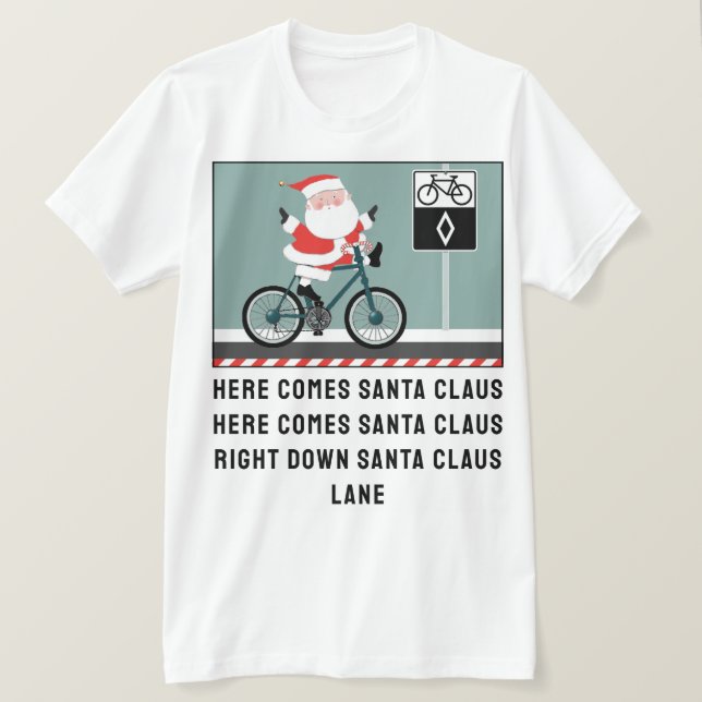 Cycling Biking Christmas T-Shirt (Design Front)