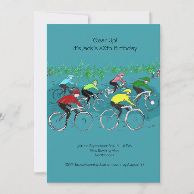 Cycling Birthday Party Invitation (Front)