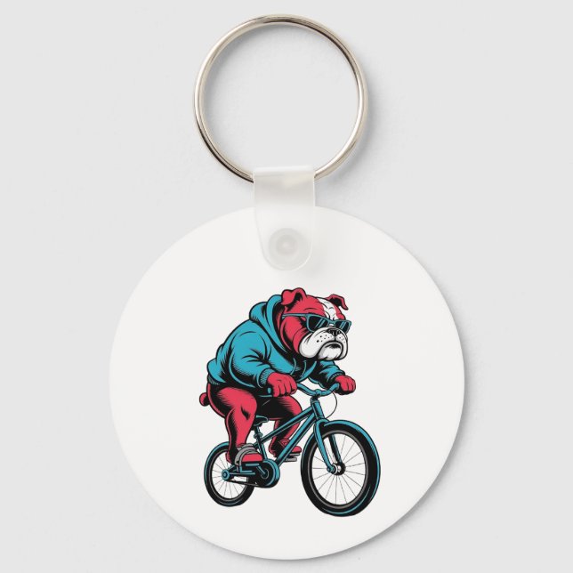 Cycling Bulldog Key Ring (Front)