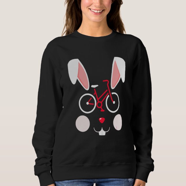 Cycling Bunny Easter Bicycle Face Costume Funny Ea Sweatshirt (Front)