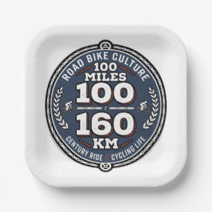 Cycling Century Ride 100 Miles 160 KM Paper Plate