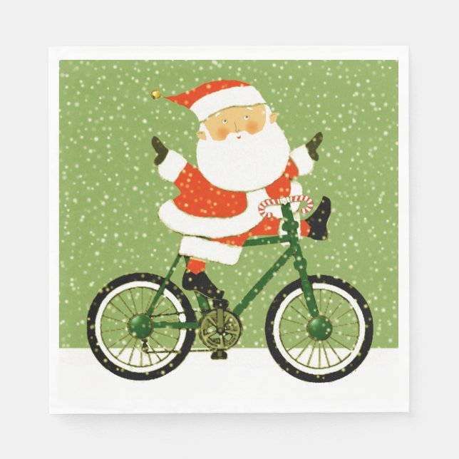 Cycling Christmas Biking Holiday Party Napkin (Front)