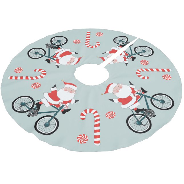 Cycling Christmas Decor Brushed Polyester Tree Ski Skirt (Angled)