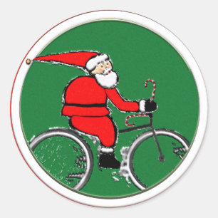 Cycling Christmas Holiday Classic Round Sticker