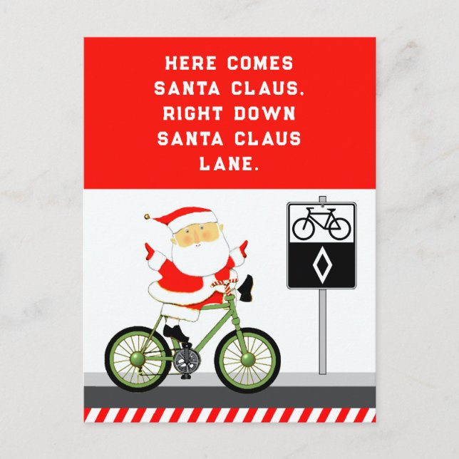 Cycling Christmas Holiday Postcard (Front)