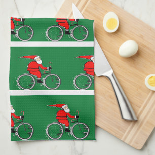 Cycling Christmas Kitchen Towel