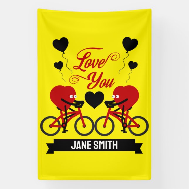 Cycling Couple Romantic Gift Banner (Vertical)