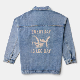 Cycling Cyclist Biker Bicycle  Everyday Is Leg Day Denim Jacket