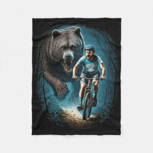 Cycling Cyclist Grizzly Bear Mtb Mountain Biking  Fleece Blanket