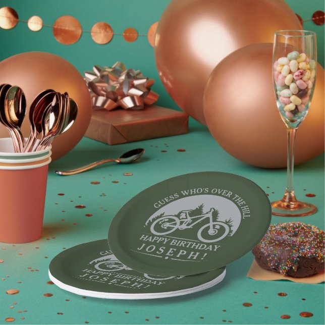 Cycling Cyclist Happy Birthday Personalised Paper Plate (Multi)