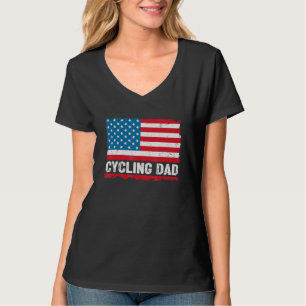 Cycling Dad America Us Flag Patriot Vintage T-Shirt