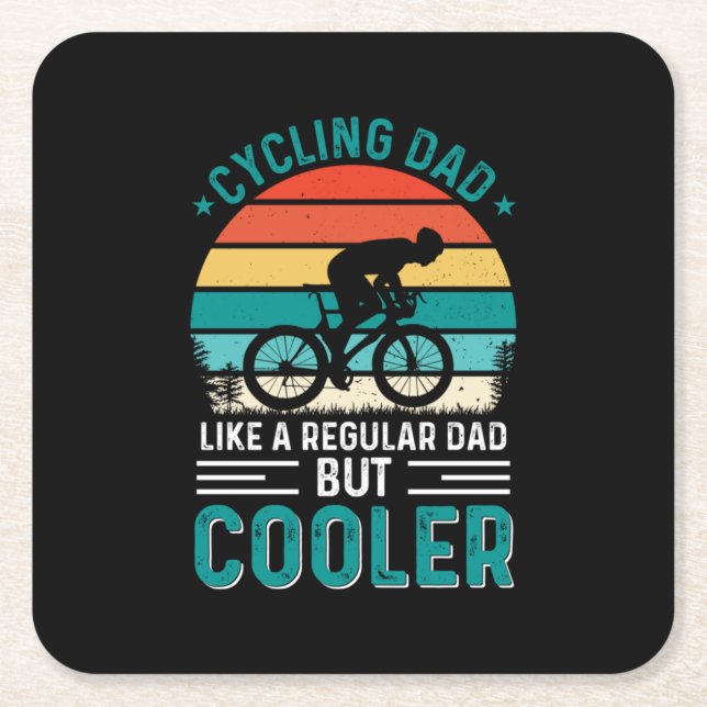 Cycling Dad Square Paper Coaster (Front)