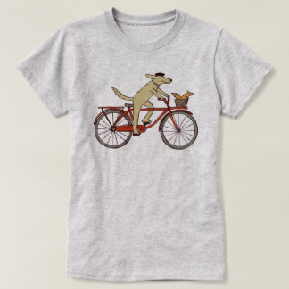 Cycling Dog and Squirrel | Whimsical Animal Art T-Shirt