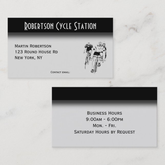Cycling Double Side with Hours Business Card (Front/Back)
