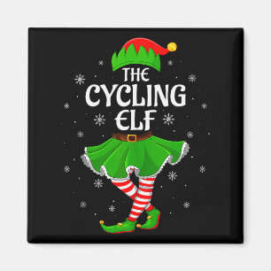 Cycling Elf Christmas Family Girls Women Elf Squad Magnet
