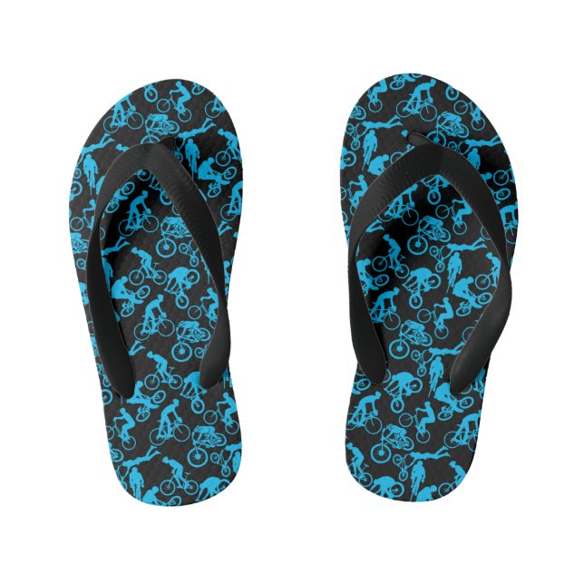 Cycling Freestyles Pattern.b x4 Black BG Kid's Jandals (Footbed)