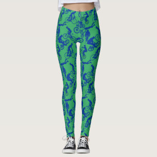Cycling Freestyles Pattern.w x4 Green BG Leggings