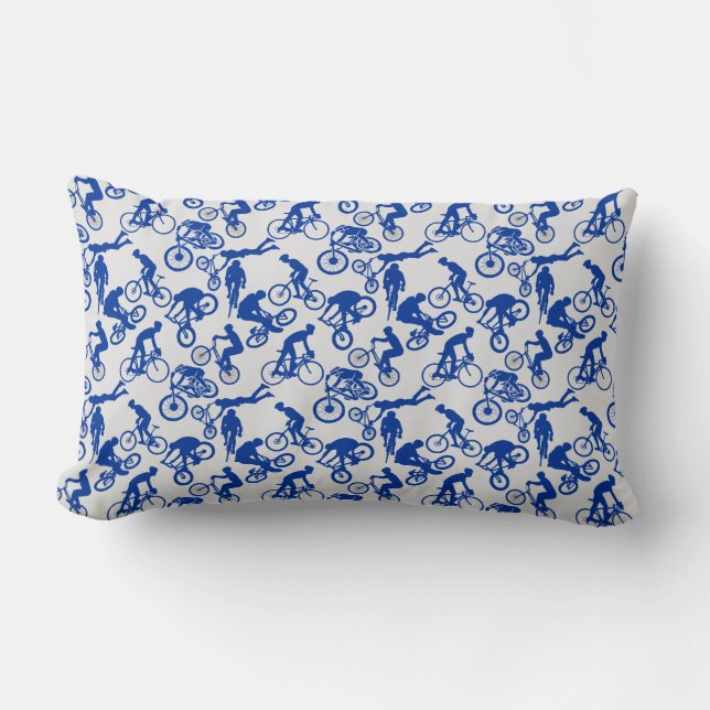 Cycling Freestyles Pattern.w x4 OffWhite BG Lumbar Cushion (Front)