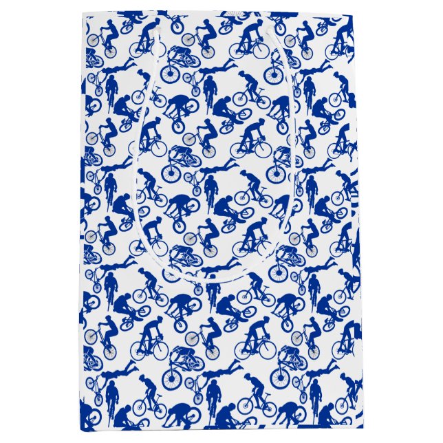 Cycling Freestyles Pattern.w x4 White BG Medium Gift Bag (Front)