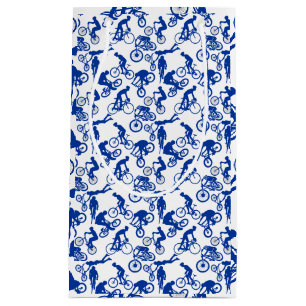 Cycling Freestyles Pattern.w x4 White BG Small Gift Bag