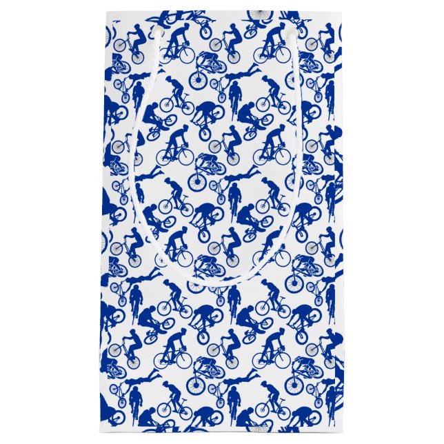 Cycling Freestyles Pattern.w x4 White BG Small Gift Bag (Front)