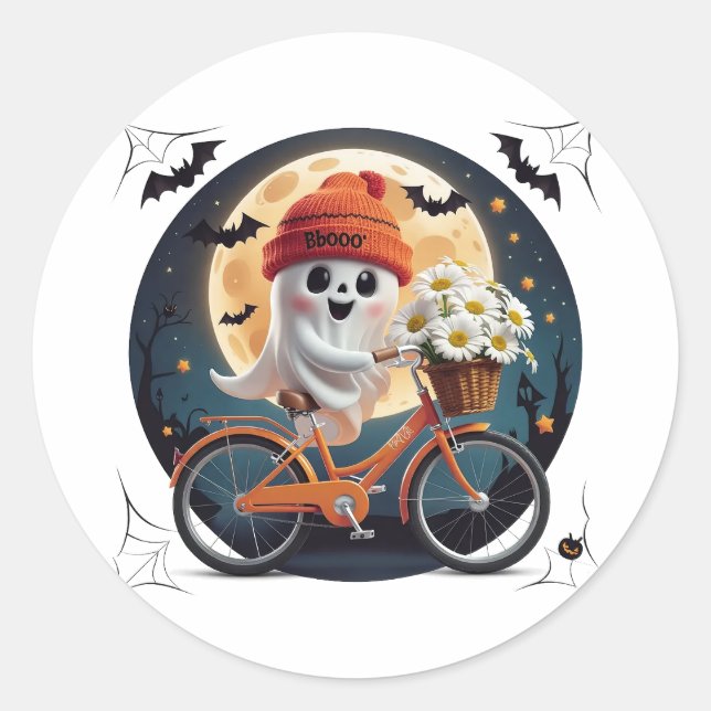 Cycling Ghost Classic Round Sticker (Front)