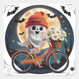 Cycling Ghost Square Sticker