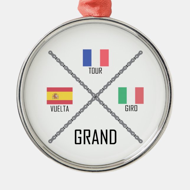 Cycling Grand Tours Metal Tree Decoration (Front)