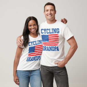  Cycling Grandpa American Flag Pride Tee