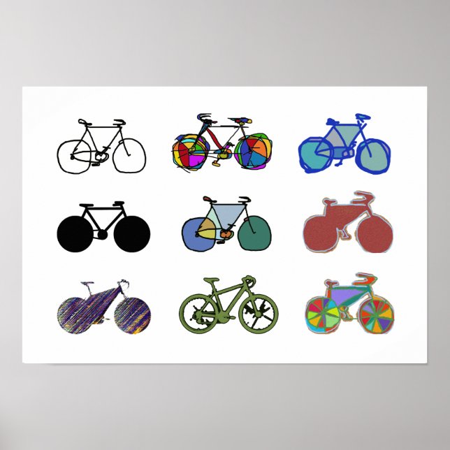 cycling :) graphic-bikes illustrations poster (Front)