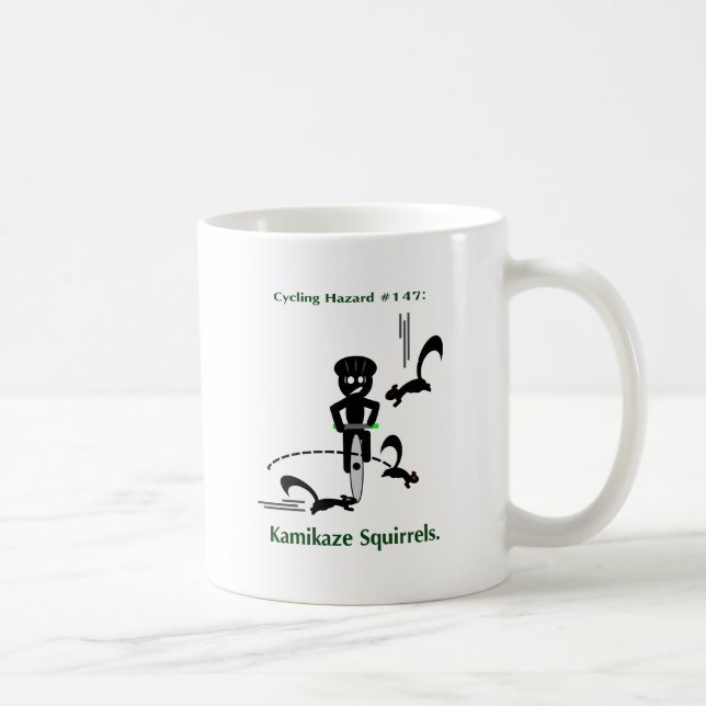 Cycling hazard: kamikaze squirrels coffee mug (Right)