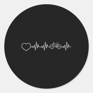 Cycling Heartbeat Heart Mountain Biking Bicycle He Classic Round Sticker